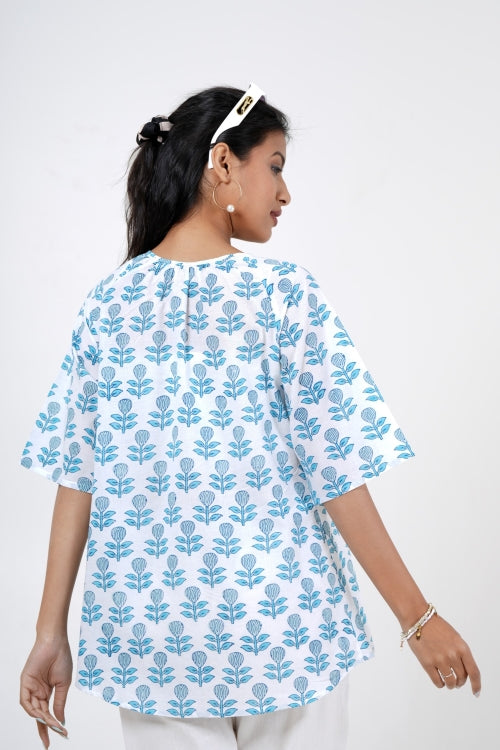 Sooti Syahi Petal Pulse Hand Block Printed Top