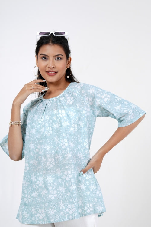 Sooti Syahi Meadow Melody Hand Block Printed Top