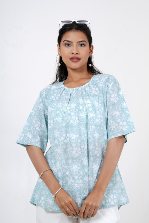 Sooti Syahi Meadow Melody Hand Block Printed Top