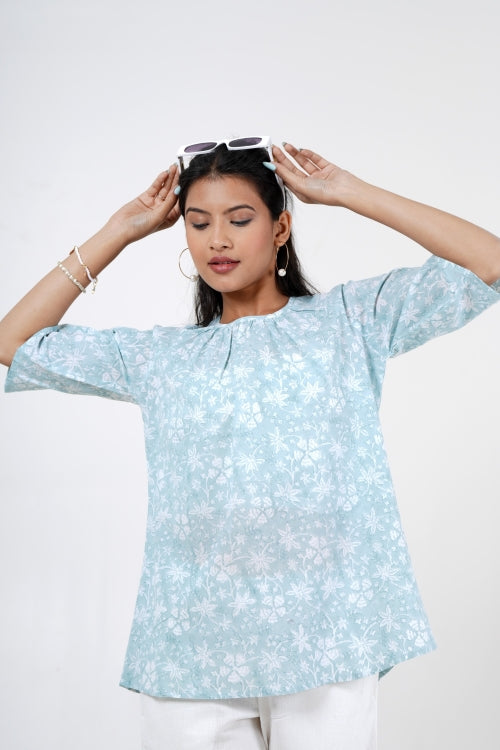 Sooti Syahi Meadow Melody Hand Block Printed Top