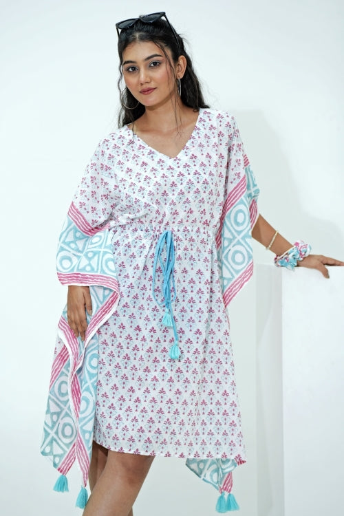 Sooti Syahi Candy Corn Hand Block Printed Kaftan