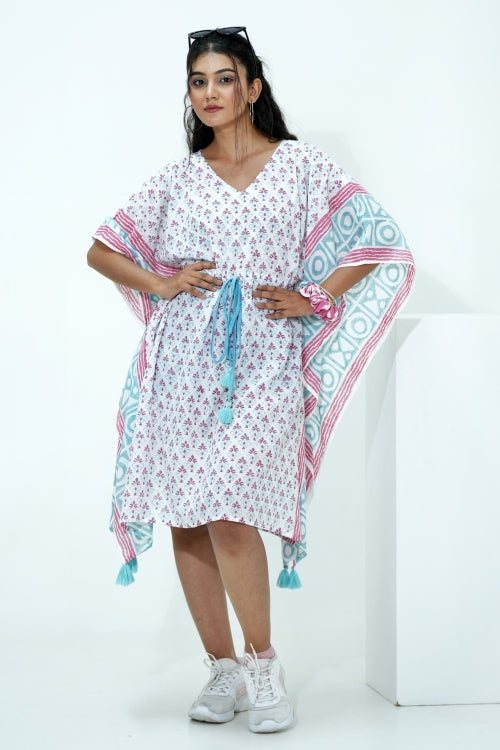 Sooti Syahi Candy Corn Hand Block Printed Kaftan