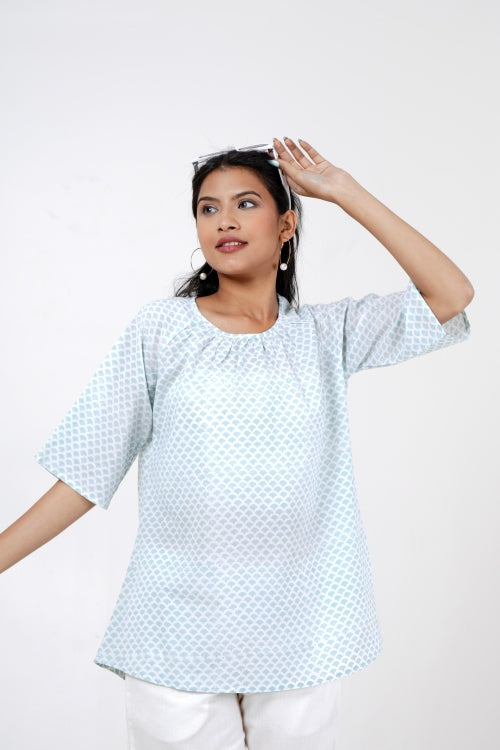 Sooti Syahi Blossom Chic Hand Block Printed Top