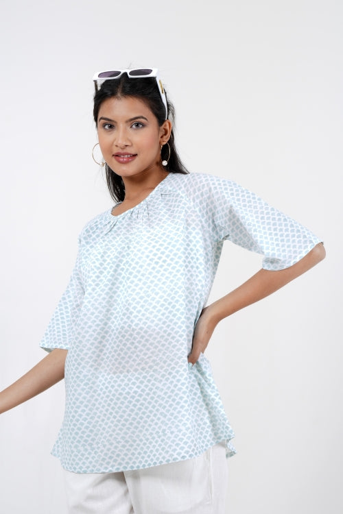Sooti Syahi Blossom Chic Hand Block Printed Top