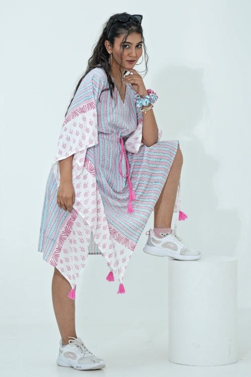 Sooti Syahi Cotton Candy Hand Block Printed Kaftan