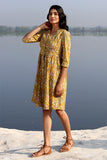 Sea Wave Pure Cotton Hand Block Printed Dress For Women Online 