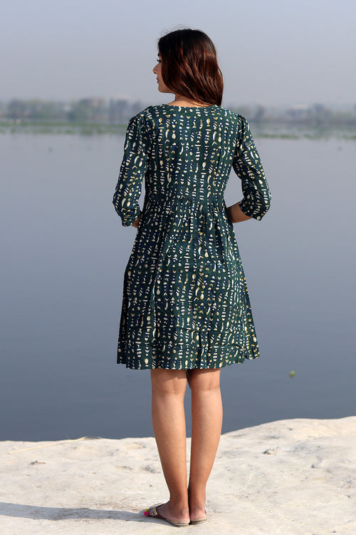 Sooti Syahi Fisherman's Dream Handblock Printed Cotton Dress