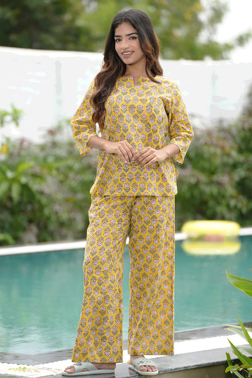 Sooti Syahi Paheli Dhoop Block Printed Night Suit