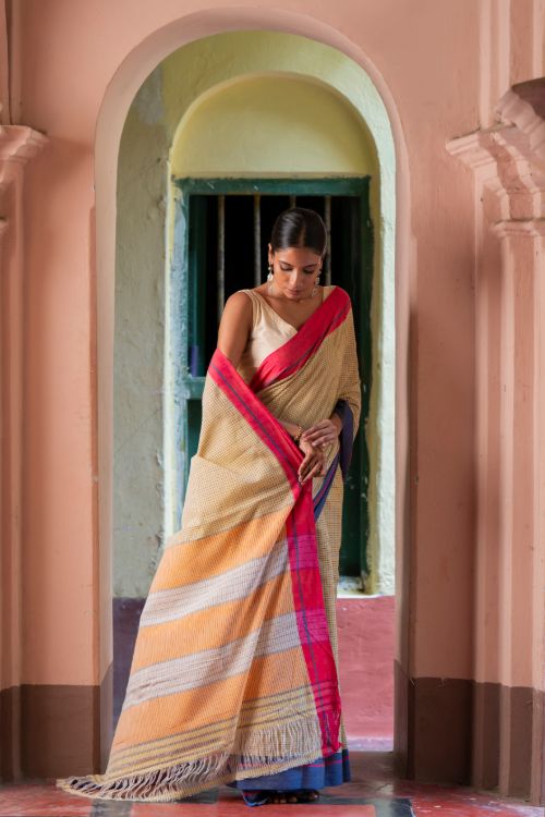 TICH Ethnic Elegance. Handwoven Pateda Aanchu Saree - ThenMazhai