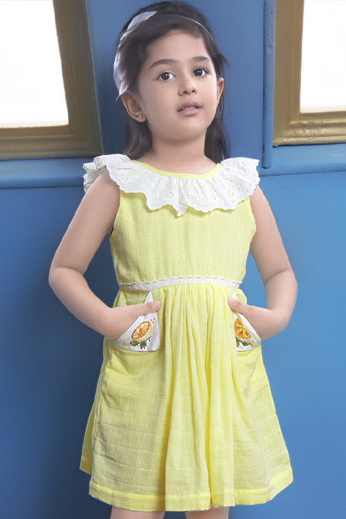 Soleilclo Hand Embroidered Sleeveless Gauze Dress & Ruffled Shorts Set