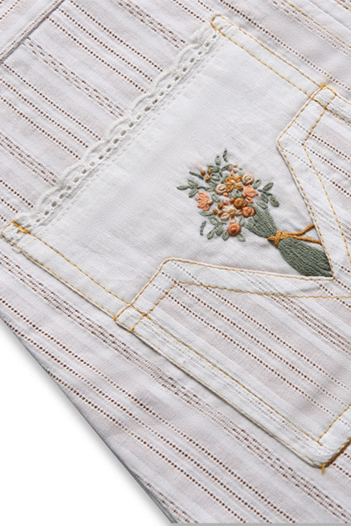 Soleilclo "Floral Bouquet" Sleeveless Hand Embroidered Cotton A-Line Dress