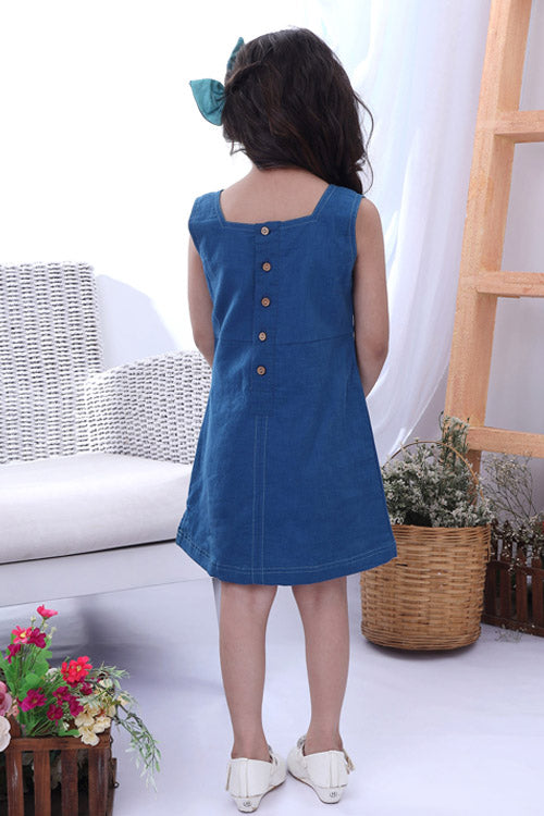 Soleilclo "Bird Cage" Sleeveless Hand Embroidered Linen A-Line Dress