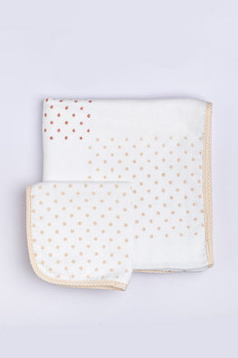 Soleilclo Peach Block-Printed Infant Wrap And Wipes Set