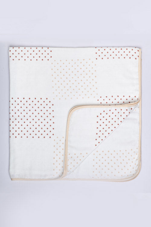 Soleilclo Peach Block-Printed Infant Wrap And Wipes Set