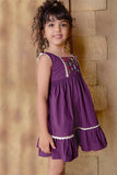 Soleilclo "Magenta Royalty" Sleeveless Hand Embroidered Cotton Dress