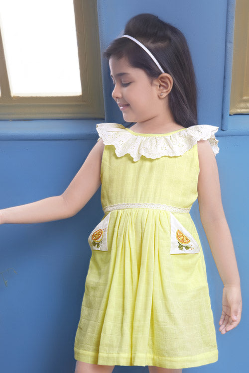 Soleilclo Hand Embroidered Sleeveless Gauze Dress & Ruffled Shorts Set