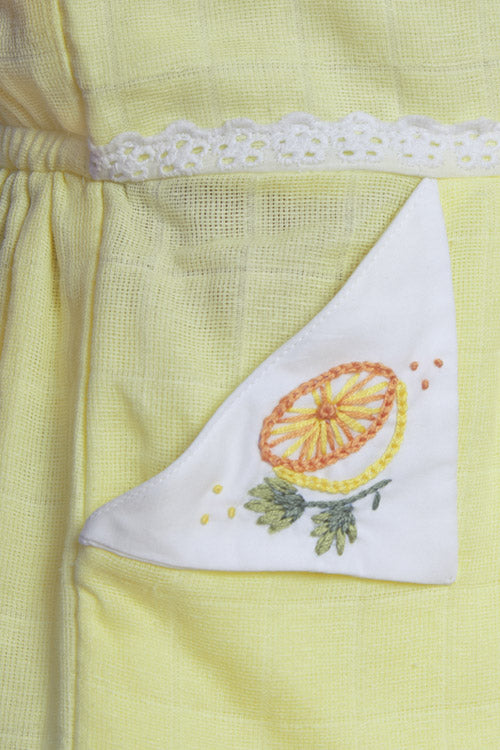 Soleilclo Hand Embroidered Sleeveless Gauze Dress & Ruffled Shorts Set