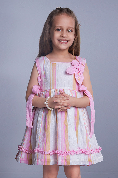 Soleilclo "Blush Glam Lurex" Sleeveless Hand Embroidered Cotton Lurex Dress