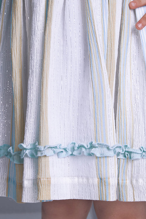 Soleilclo "Serenity Sky Lurex" Sleeveless Hand Embroidered Cotton Lurex Dress