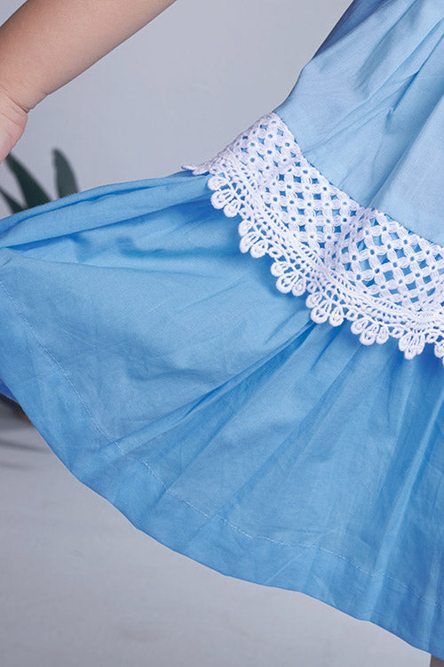 Soleilclo "Oceanic Ombre" Short Sleeves Hand Embroidered Cotton Dress