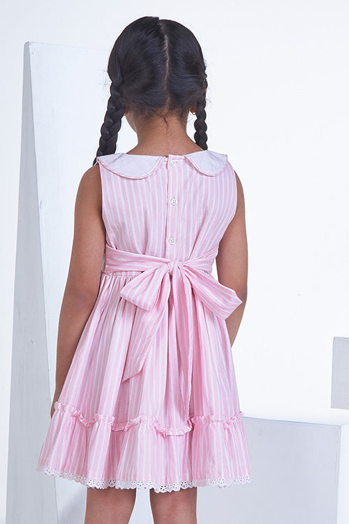Soleilclo "Pink Paradise" Sleeveless Hand Embroidered Cotton Dress