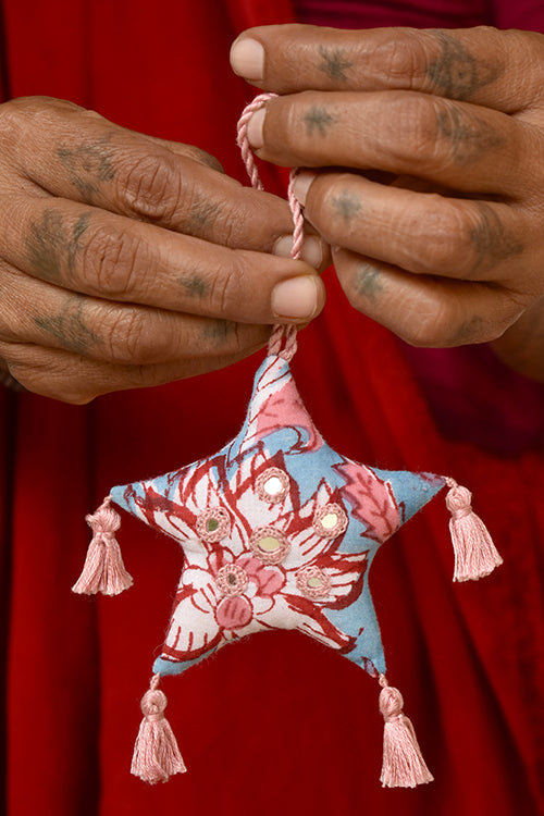 Okhai 'Carol' Hand Block Printed Christmas Ornament
