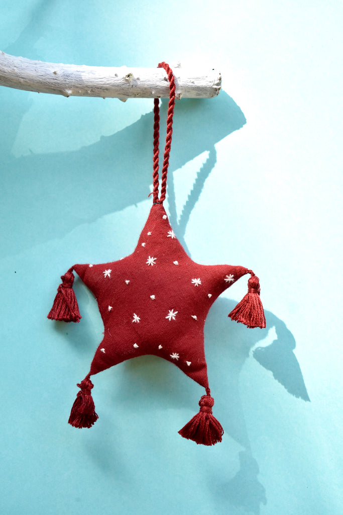 Okhai 'Feliz' Hand Embroidered Christmas Ornament