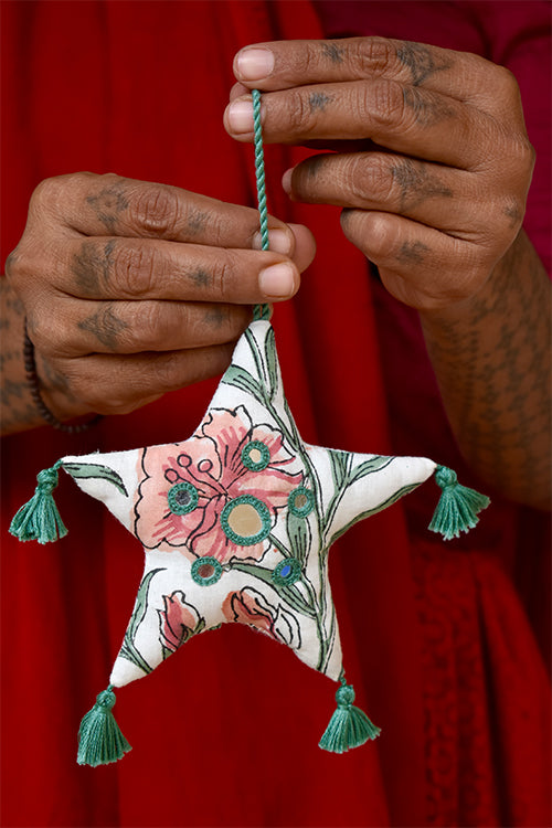 Okhai 'Joy' Hand Block Printed Christmas Ornament