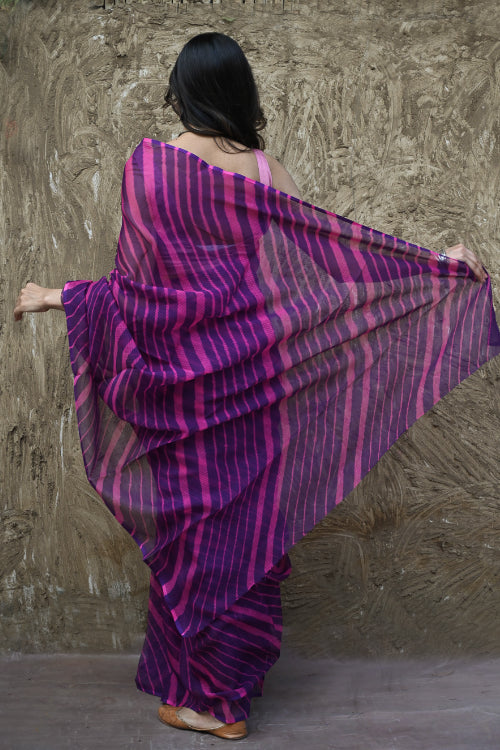 The ICH The Rang Tarang Collection : Hand Dyed Leheriya Kota Cotton Saree - Rajkumari Rani