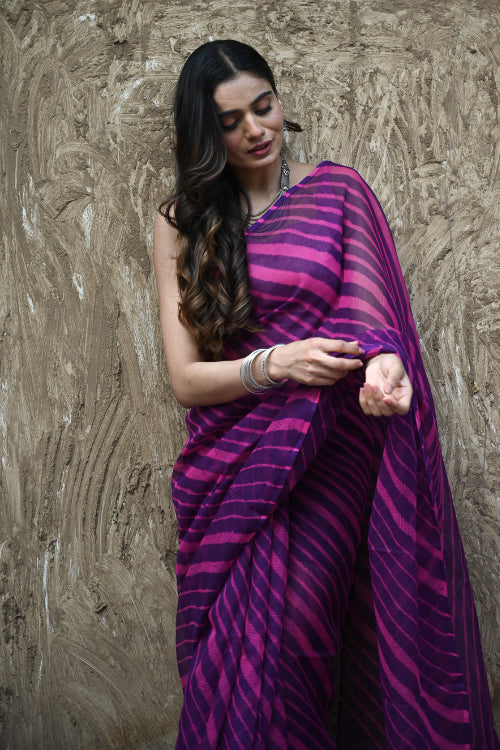 The ICH The Rang Tarang Collection : Hand Dyed Leheriya Kota Cotton Saree - Rajkumari Rani