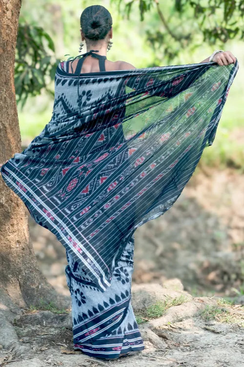 The ICH Sambalpuri Handwoven Ikat Soft Cotton Saree - Phool Bhag