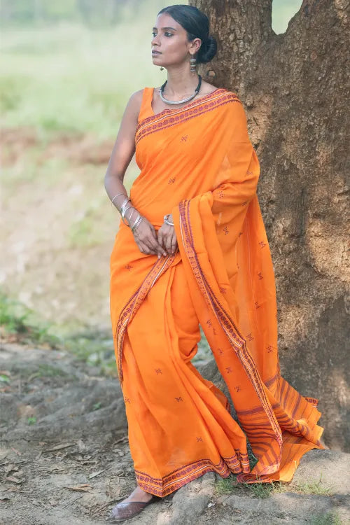 The ICH Bengal Weaves. Handwoven Cotton Saree - Genda Phool