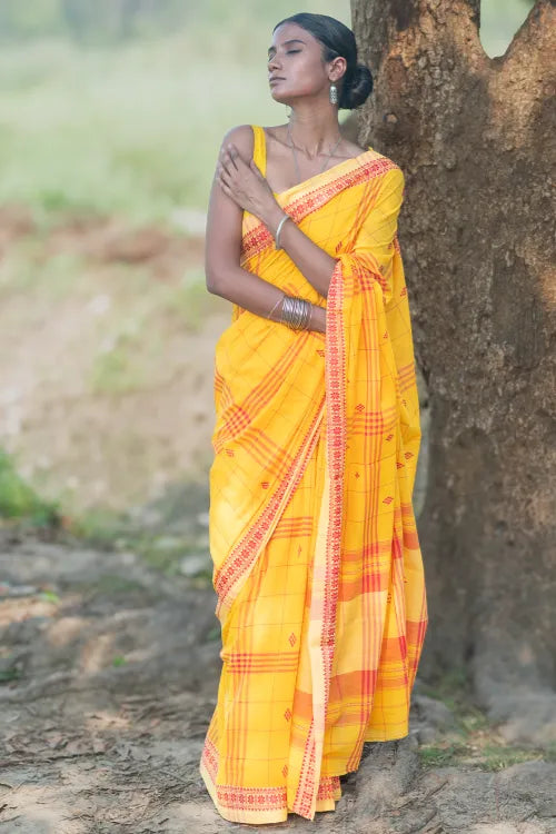 The ICH Bengal Weaves. Handwoven Cotton Saree - Surajmukhi