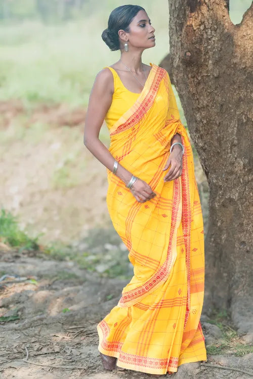 The ICH Bengal Weaves. Handwoven Cotton Saree - Surajmukhi