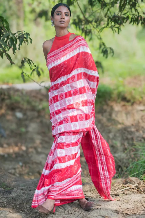 The ICH Bengal Weaves. Handwoven Cotton Saree - Shakha Pola