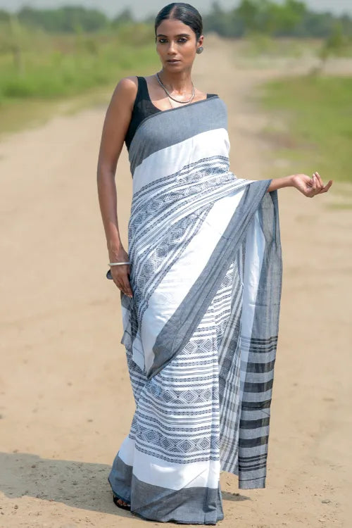 The ICH Bengal Weaves. Handwoven Cotton Saree - Bhor