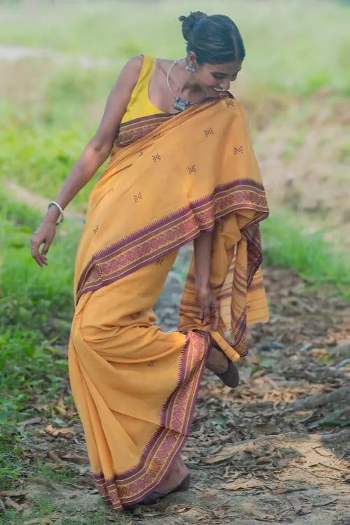 The ICH Bengal Weaves. Handwoven Cotton Saree - Haldi Gatha