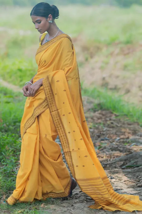 The ICH Bengal Weaves. Handwoven Cotton Saree - Sonar Tuli