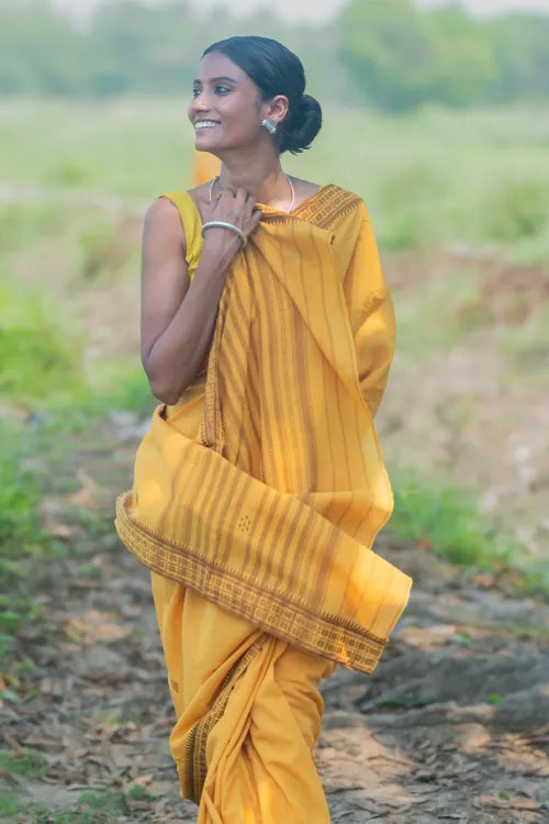The ICH Bengal Weaves. Handwoven Cotton Saree - Sonar Tuli