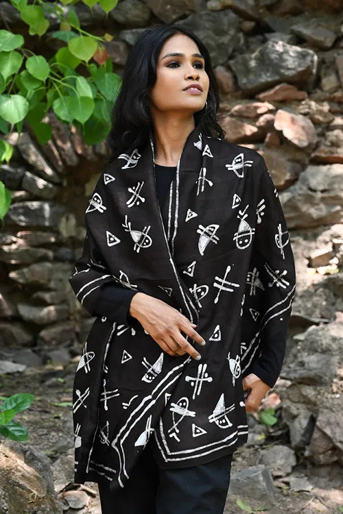 The ICH Light & Elegant. Handcrafted Silk Batik Stole - Glyph Bundle