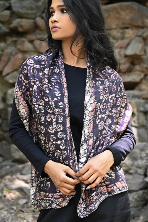 The ICH Light & Soft. Handcrafted Silk Batik Scarf - Brown Sugar