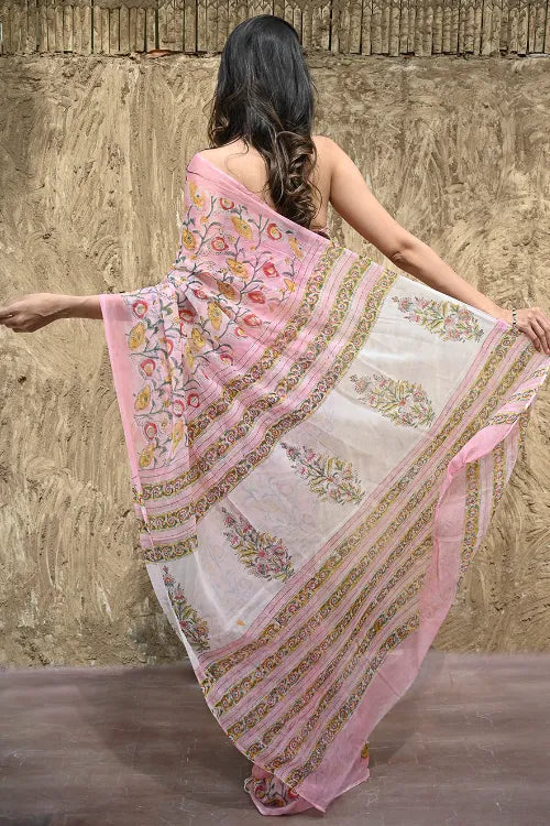 The ICH Sanganer Summers : Hand Block Printed Maheshwari Saree - Gulnaar