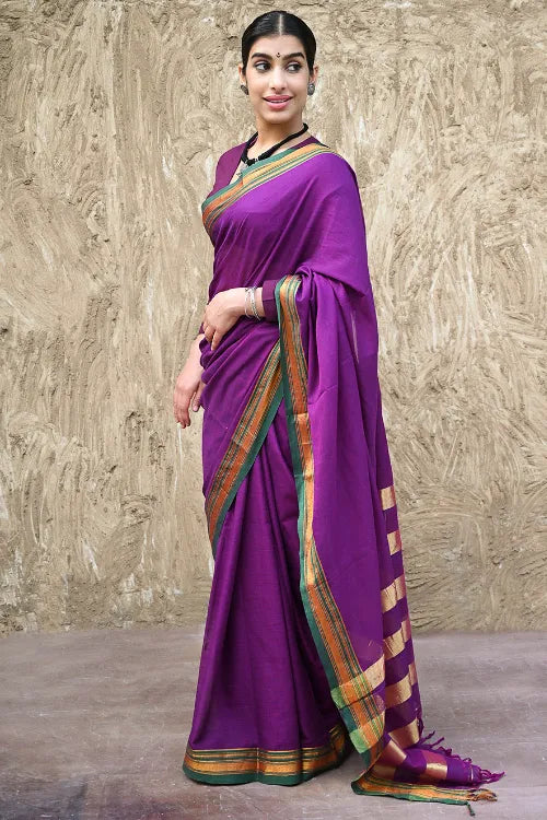 Deccan Elegance. Cotton Blend Ilkal Saree - Chandrabhaga