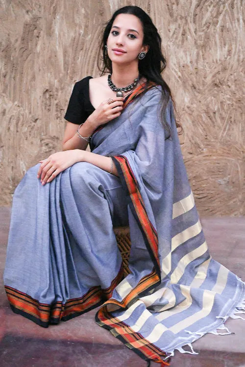 Deccan Elegance. Cotton Blend Ilkal Saree - Baadal