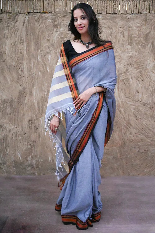Deccan Elegance. Cotton Blend Ilkal Saree - Baadal