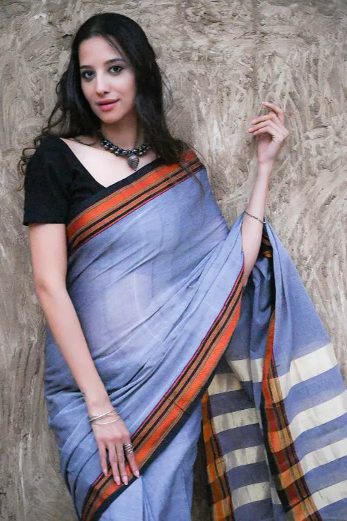 Deccan Elegance. Cotton Blend Ilkal Saree - Baadal
