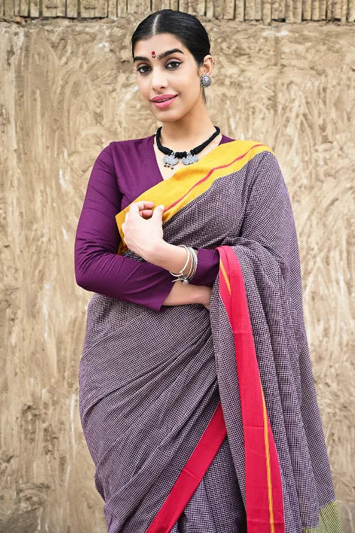 Ethnic Elegance. Handwoven Pateda Aanchu Cotton Saree - Kaveri Madhura