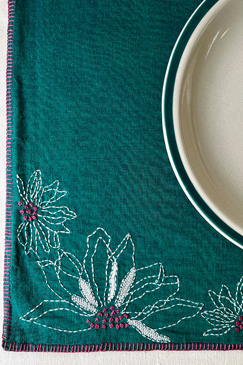 Okhai "Gathering" Hand Embroidered Pure Cotton Set of 6 Table Mats