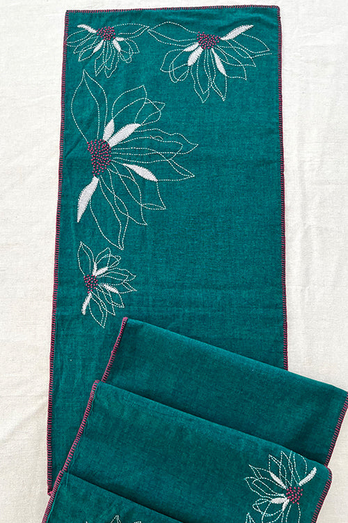 Okhai "Ceremony" Hand Embroidered Pure Cotton Table Runner