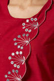 Okhai 'Red Treasure' Embroidered Cotton Kurta | Rescue